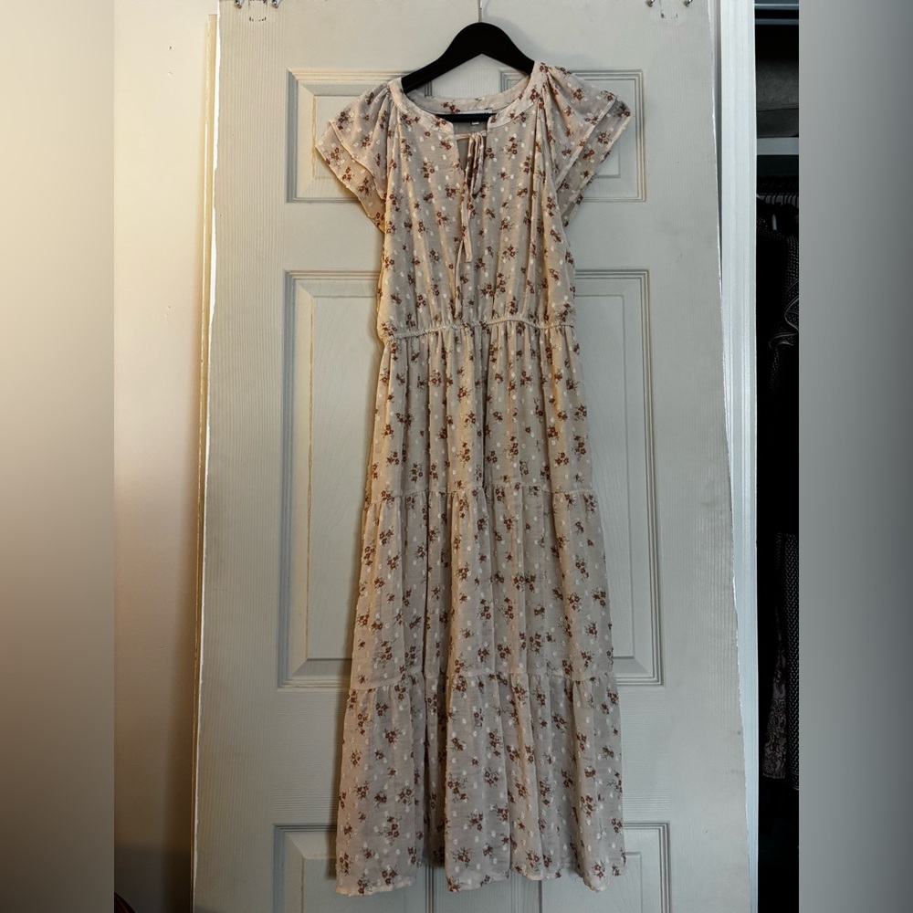 Anthropologie - Moon River - Floral Cream Midi Dress